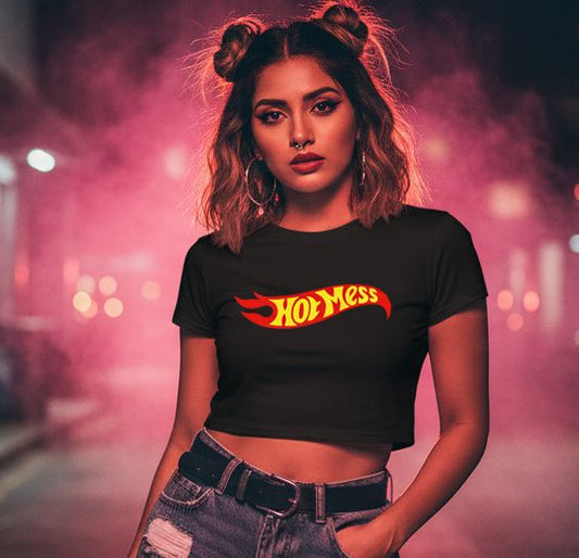 HOT MESS Crop Top Black & White