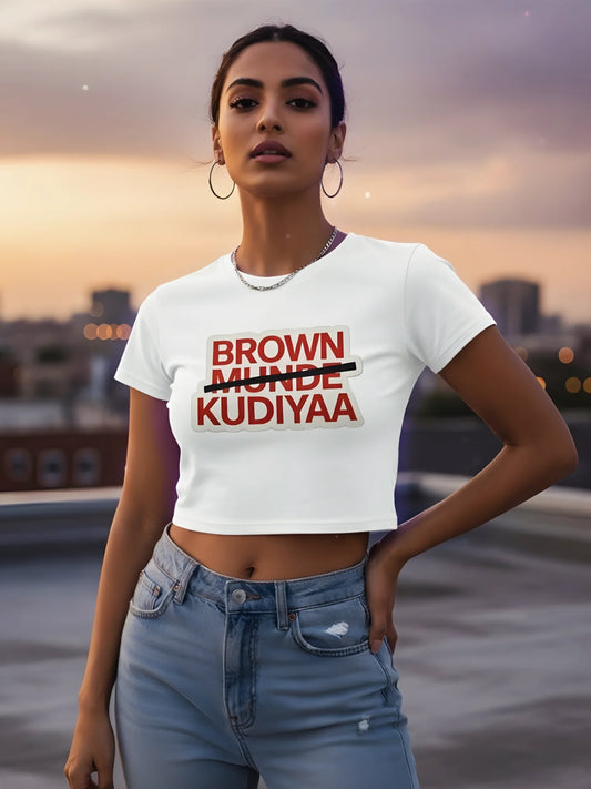 BROWN KUDIYAA Crop Top Black & White